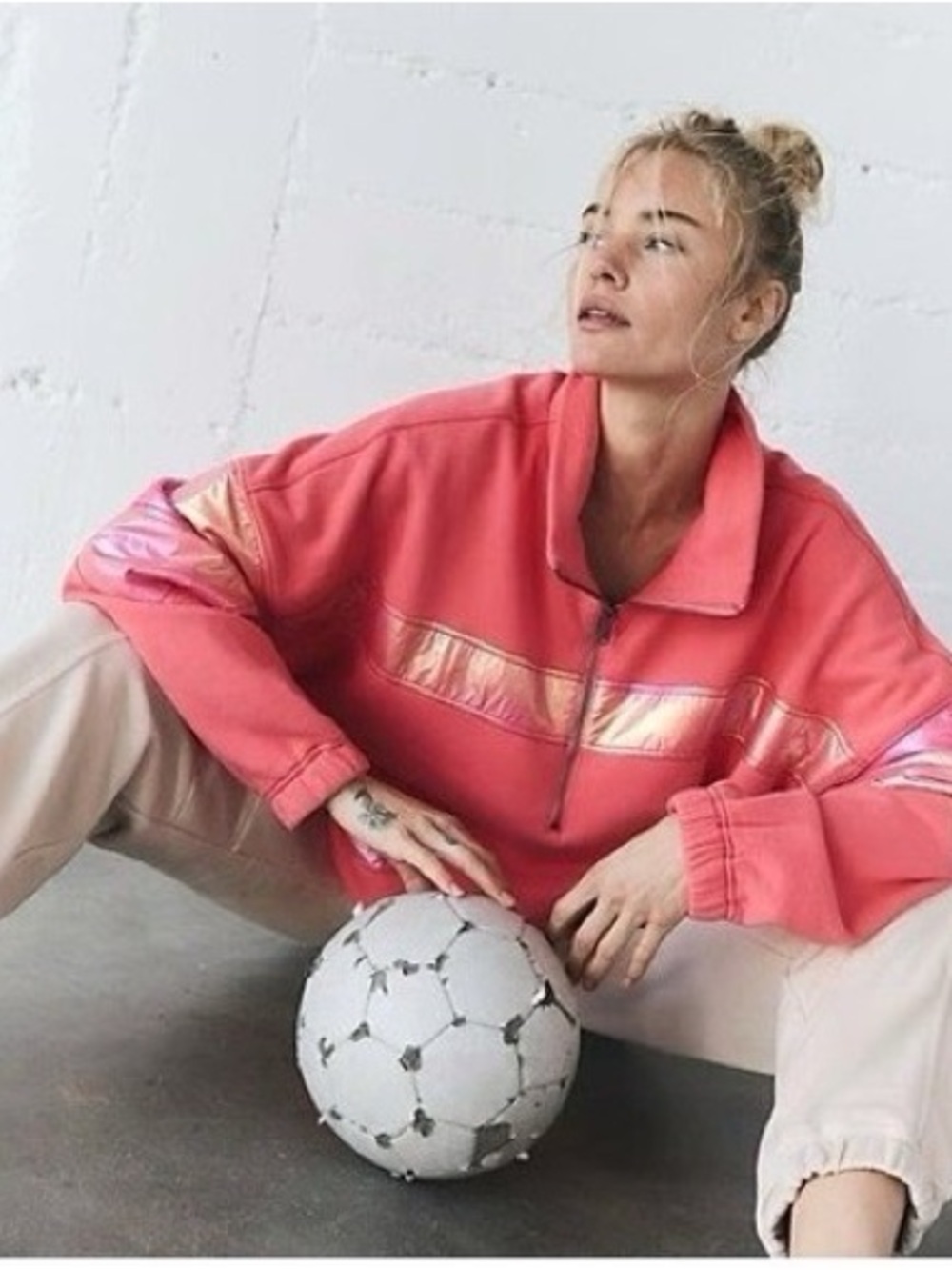 Free People Movement Away We Go Half Zip in Hibiscus Iridescent Size Medium